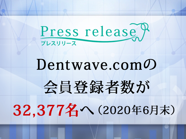 Dentwave.comの会員登録者数が32,377名へ（2020年6月末）