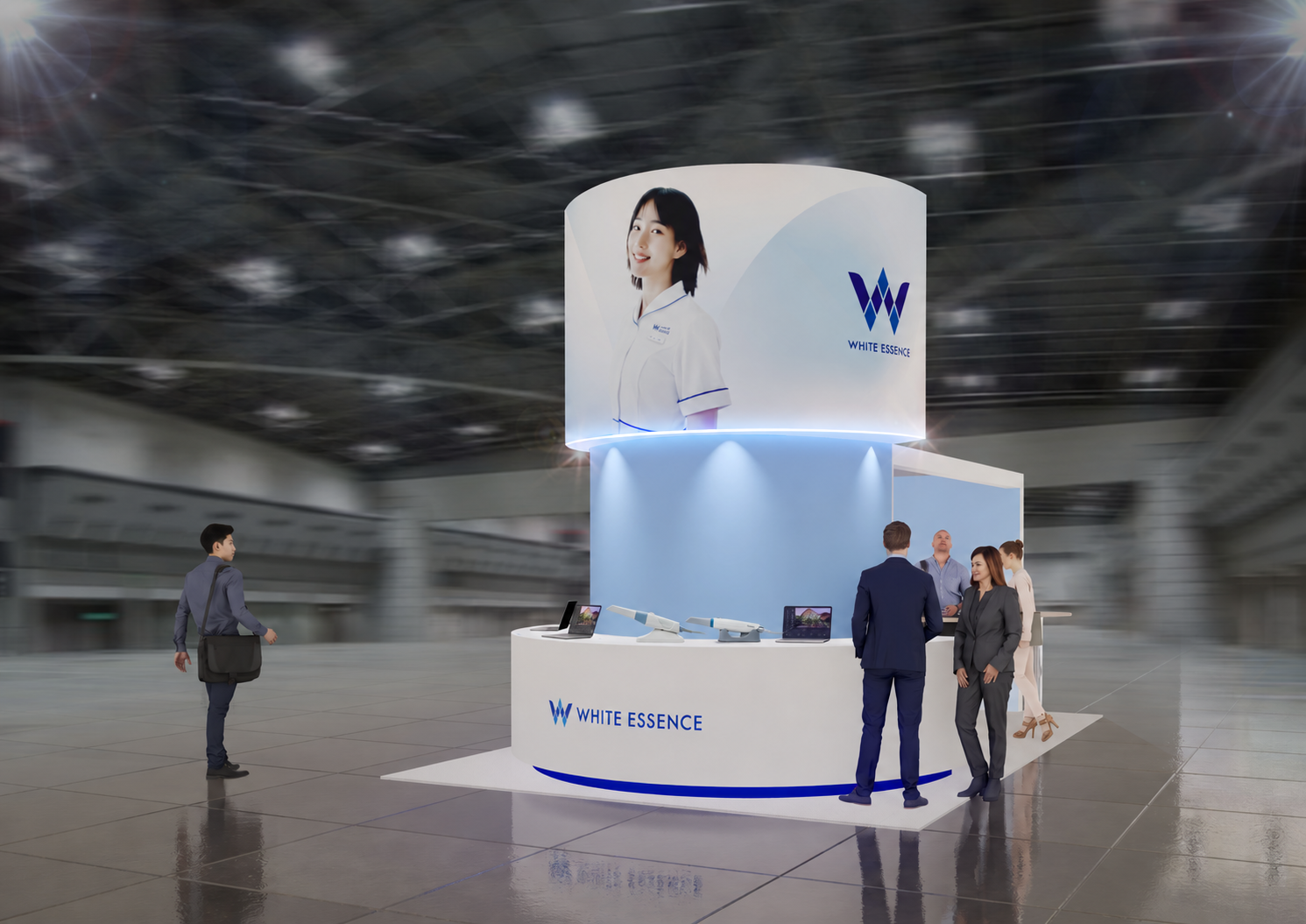 ホワイトエッセンスの展示ブースと口腔内スキャナー(東京デンタルショー2026)
